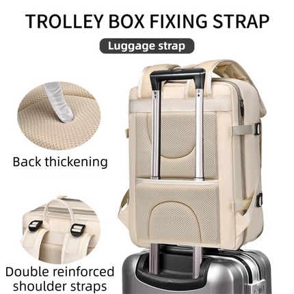 Green Expandable Travel Laptop Backpack with USB Charging Port - Waterproof Nylon Business Bag with 11cm Depth Extension (45x32cm).