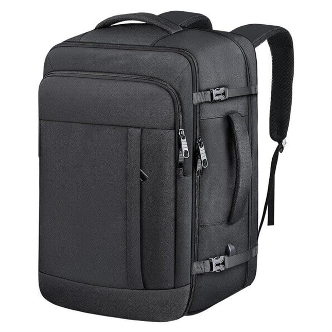 Black Expandable 17-Inch Laptop Travel Backpack with USB Port - Durable TSA Friendly Carry-on Luggage Bag.