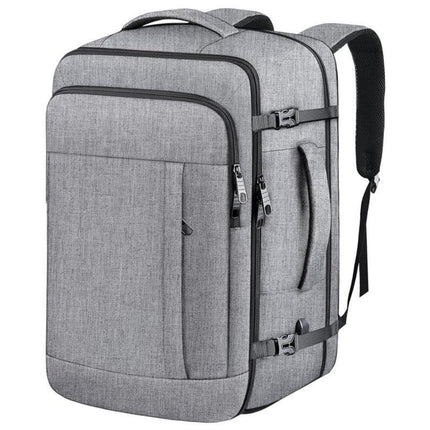 Grey Expandable 17-Inch Laptop Travel Backpack with USB Port - Durable TSA Friendly Carry-on Luggage Bag.