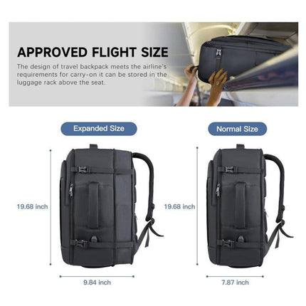 Grey Expandable 17-Inch Laptop Travel Backpack with USB Port - Durable TSA Friendly Carry-on Luggage Bag.