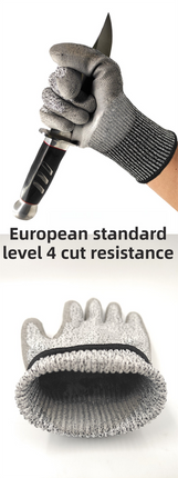 2-Pair Grey Level 5 Cut Resistant Work Glove - Anti-Abrasion & Anti-Puncture Protective Gloves (XL Size).