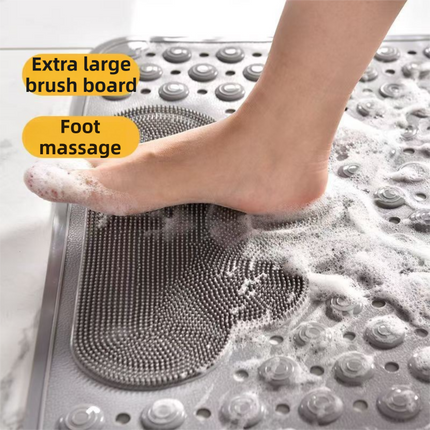 Blue Eco-Friendly Bath Mat with Massage Points - Anti-Slip Suction Cup Safety Bathroom Rug (L Size 86.5X53x2 CM).
