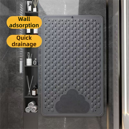 Blue Eco-Friendly Bath Mat with Massage Points - Anti-Slip Suction Cup Safety Bathroom Rug (L Size 86.5X53x2 CM).