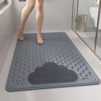 2-Pack Grey Eco-Friendly Bath Mat with Massage Points - Anti-Slip Suction Cup Safety Bathroom Rug (S Size 68.5X34x2 CM).