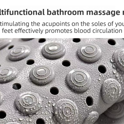 Pink Eco-Friendly Bath Mat with Massage Points - Anti-Slip Suction Cup Safety Bathroom Rug (L Size 86.5X53x2 CM).