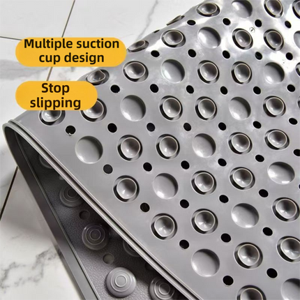 Pink Eco-Friendly Bath Mat with Massage Points - Anti-Slip Suction Cup Safety Bathroom Rug (L Size 86.5X53x2 CM).