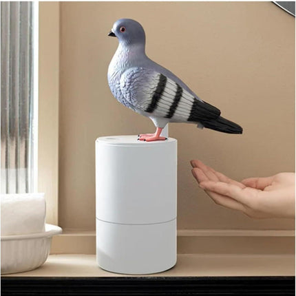 Adorable Grey Pigeon Smart Motion Sensor Foam Pump - Touchless Hand Washer with Anti-Glare Technology for Outdoor & Bright Light.
