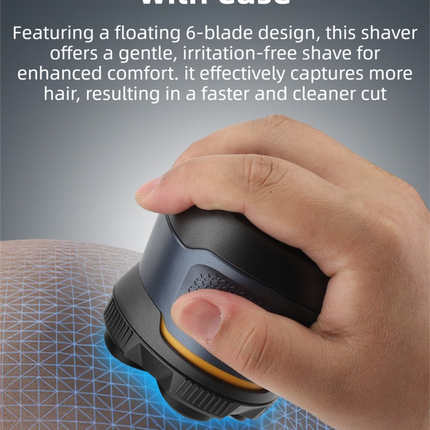 Blue Men's 6D Magnetic Rotary Head Shaver for Wet/Dry Use - Professional Electric Bald Head Shaver & Beard Trimmer (Model 372).