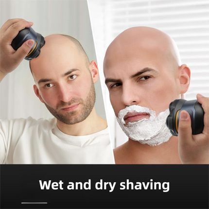 Black Men's 6D Magnetic Rotary Head Shaver for Wet/Dry Use - Professional Electric Bald Head Shaver & Beard Trimmer (Model 610).