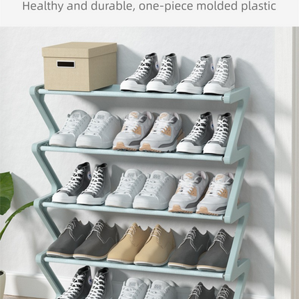 Black Stable Z-Shaped 4-Tier Shoe Rack(51x45CM) - Waterproof Cloth & Sturdy Steel Pipe, Easy Assembly & Space Saving for Dormitory & Small Apartments.