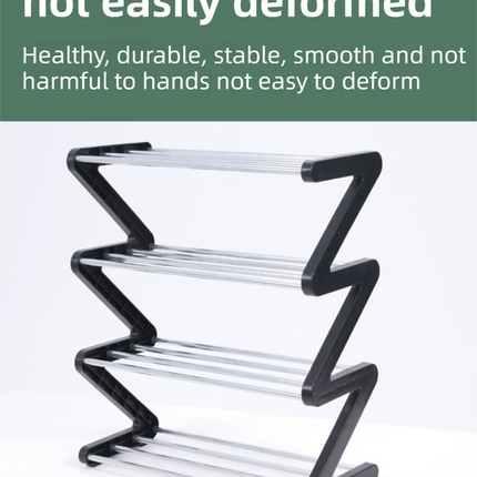 Blue Stable Z-Shaped 4-Tier Shoe Rack(51x45CM) - Waterproof Cloth & Sturdy Steel Pipe, Easy Assembly & Space Saving for Dormitory & Small Apartments.