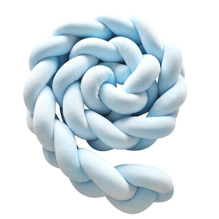 Blue 2M Nordic 3-Strand Hand-Braided Knot Long Pillow - Soft Plush Sofa Cushion, Room Decor for Bedroom & Living Room.