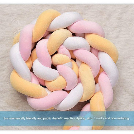 Blue 2M Nordic 3-Strand Hand-Braided Knot Long Pillow - Soft Plush Sofa Cushion, Room Decor for Bedroom & Living Room.