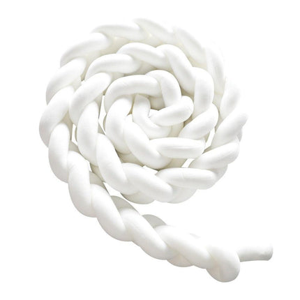 White 2M Nordic 3-Strand Hand-Braided Knot Long Pillow - Soft Plush Sofa Cushion, Room Decor for Bedroom & Living Room.