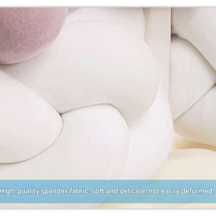 White 2M Nordic 3-Strand Hand-Braided Knot Long Pillow - Soft Plush Sofa Cushion, Room Decor for Bedroom & Living Room.