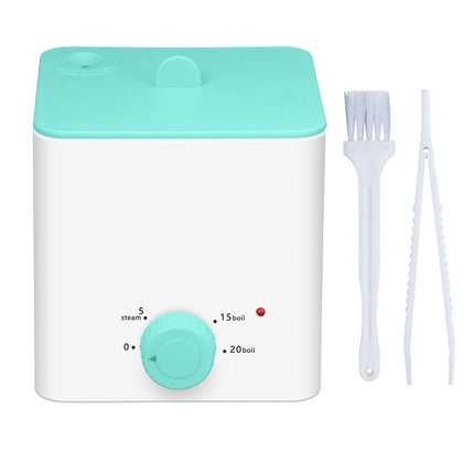 Green Portable 2-in-1 High-Temperature Steam & Boiling Sterilizer for Silicone Period Cups - Automatic One-Button Sanitizer Hygiene Device.