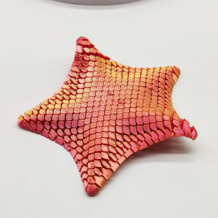 Red-Gold 3D-Printed Articulated Starfish Fidget Toy for Stress Relief - Eco-Friendly 12cm Sensory Toy for Kids & Adults.