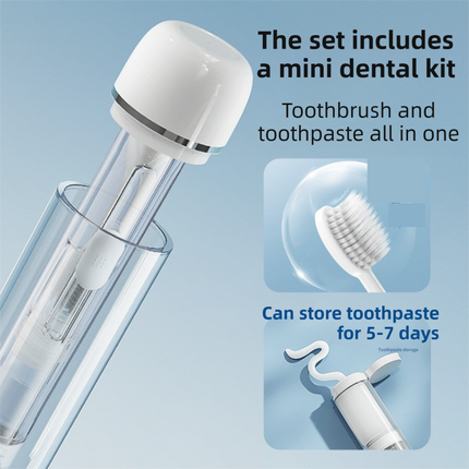 Grey Portable 2-in-1 Travel Toothbrush/Toothpaste Organizer & Mouthwash Cup - Lightweight and Durable Crystal Clear PC Material.