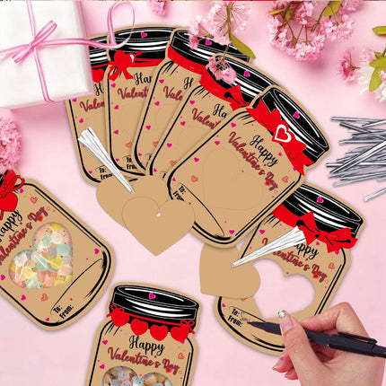 20PCS Valentine's Day Drift Bottle Shaped Gift Card Set - Premium Coated Paper Greeting Card for Family / School Exchanges and Party Favors.