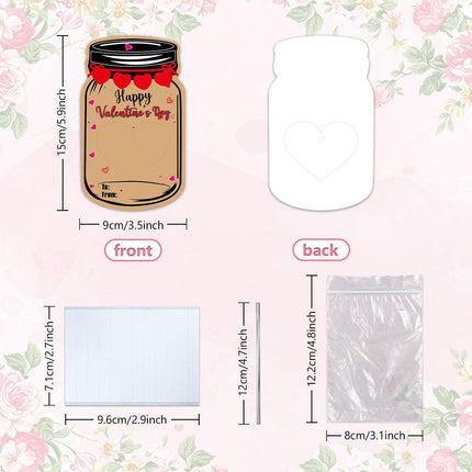 25PCS Valentine's Day Drift Bottle Shaped Gift Card Set - Premium Coated Paper Greeting Card for Family / School Exchanges and Party Favors.