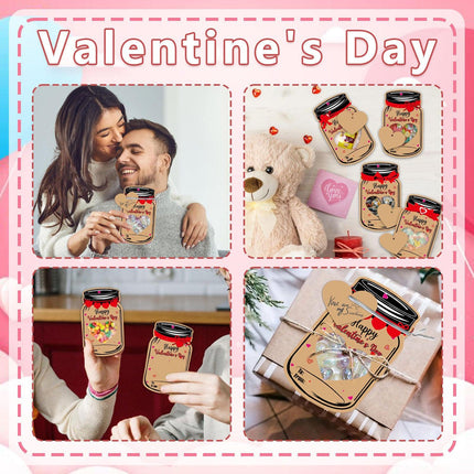 60PCS Valentine's Day Drift Bottle Shaped Gift Card Set - Premium Coated Paper Greeting Card for Family / School Exchanges and Party Favors.