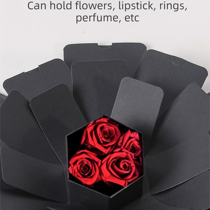 Red Hexagon 4-Layer 12-Pocket Explosion Gift Box(DIY) - Creative Handmade Photo Album & Scrapbook for Anniversaries & Birthdays.