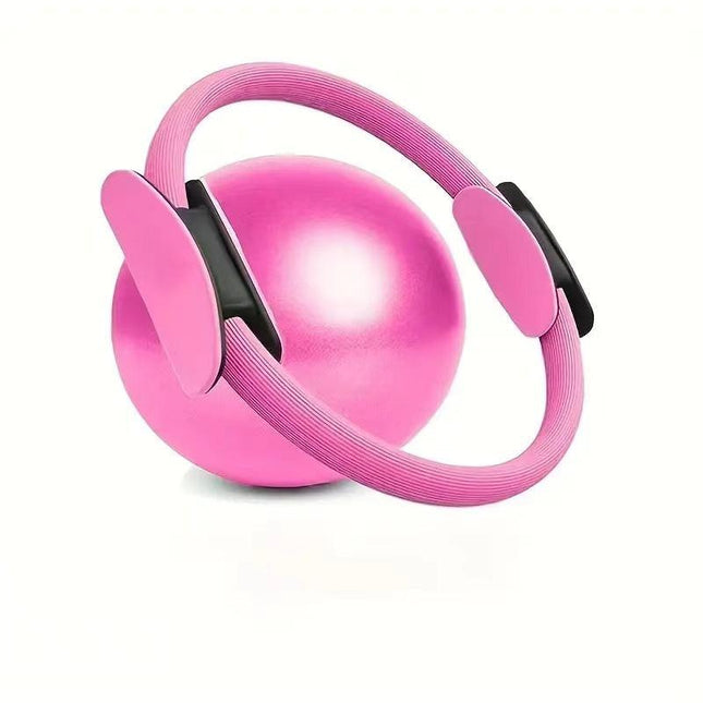 Pink Professional Pilates Ring & Yoga Ball Set - Multipurpose Home Fitness Equipment for Whole-Body Core Training & Pelvic Floor Strengthening.