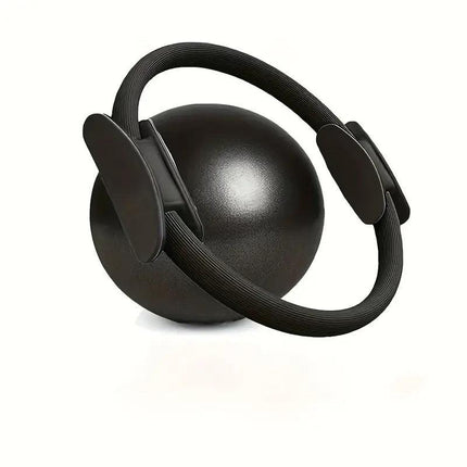 Black Professional Pilates Ring & Yoga Ball Set - Multipurpose Home Fitness Equipment for Whole-Body Core Training & Pelvic Floor Strengthening.