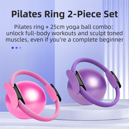 Black Professional Pilates Ring & Yoga Ball Set - Multipurpose Home Fitness Equipment for Whole-Body Core Training & Pelvic Floor Strengthening.