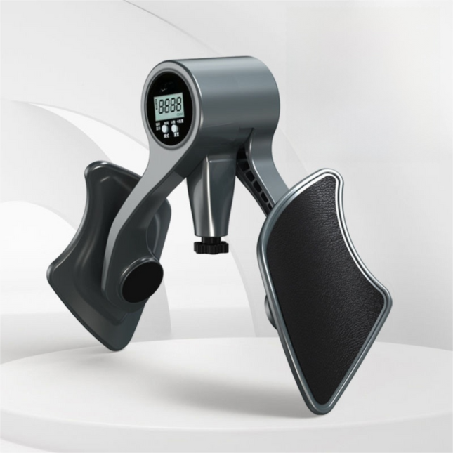 2-in-1 Black Smart LCD Counting Kegel Trainer for Glute Lifting & Leg Toning - Adjustable Resistance & 360° Rotating Baffles for Postpartum Recovery & Pelvic Health.