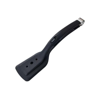 2-in-1 Black Silicone Spatula Tongs with Locking Clip & Oil Drainage - Non-Stick Heat Resistant Food Flipper & Kitchen Clamp.