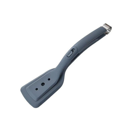 2-in-1 Grey Silicone Spatula Tongs with Locking Clip & Oil Drainage - Non-Stick Heat Resistant Food Flipper & Kitchen Clamp.