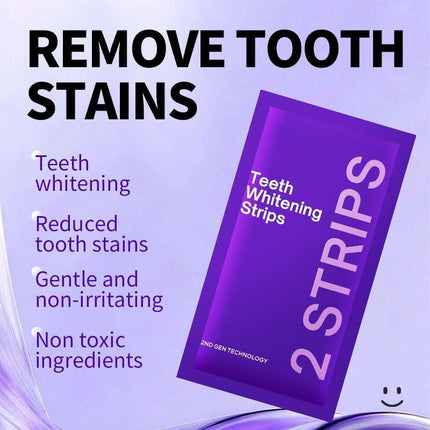 Professional Enamel-Safe Teeth Whitening Strips(12 Strips per Pack) - Antibacterial Gum Care & Deep Cleaning.