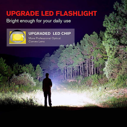 2-Pack High-Powered LED Flashlight with 500m Long Range - Zoomable Focus & Waterproof Tactical Torch - Durable Aluminum Alloy.