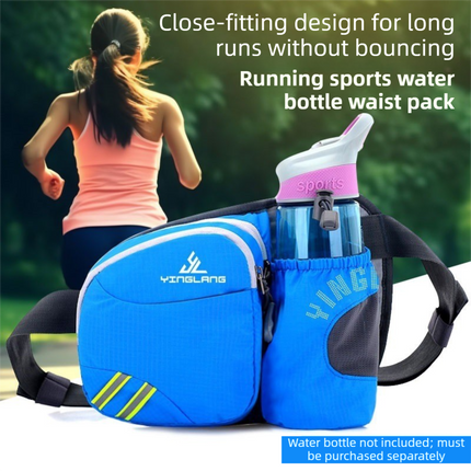 Green Lightweight Running Waist Pack with Stable Bottle Holder - Multi-Functional Nylon Sports Fanny Pack for Marathon, Hiking, Cycling & Climbing.