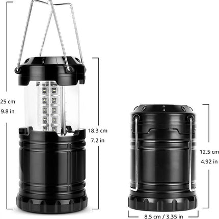 2-Pack 30LED Portable Handheld Collapsible Camping Lantern - Ultra-Bright 360° Emergency Tent Light for Hiking, Fishing & Power Outages.