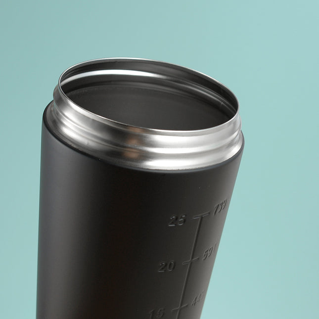 Black 750ML Premium Stainless Steel Protein Shaker Bottle - BPA-Free Metal Mixer Cup with Scale for Gym, Fitness & Meal Replacement.