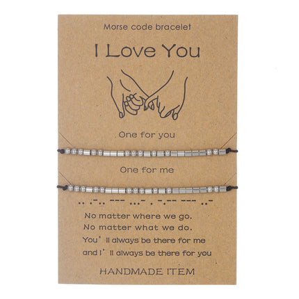 Stainless Steel Morse Code Bracelet(16-26cm) with Secret Message I Love You - Meaningful Gift for Best Friends, Sisters & Family.