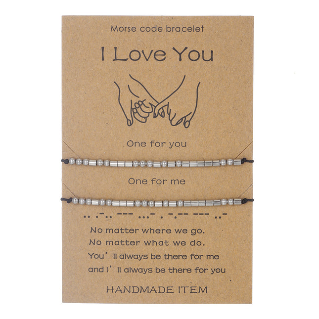 Stainless Steel Morse Code Bracelet(16-26cm) with Secret Message I Love You - Meaningful Gift for Best Friends, Sisters & Family.