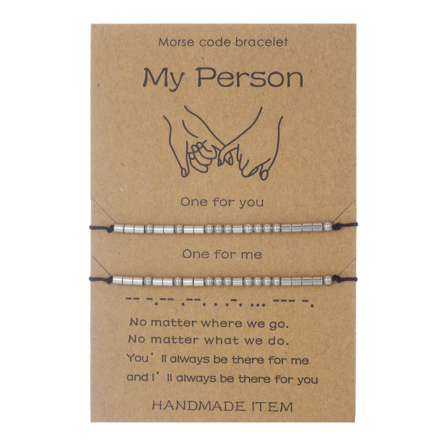 Stainless Steel Morse Code Bracelet(16-26cm) with Secret Message My Person - Meaningful Gift for Best Friends, Sisters & Family.