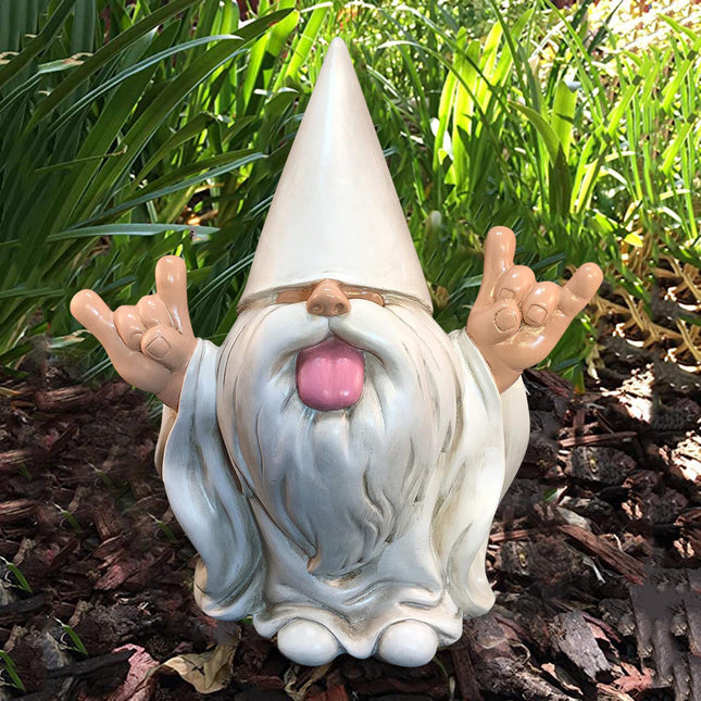 Naughty Garden Gnome Statue with Tongue Out - Funny Resin Dwarf Figurine for Yard & Patio.
