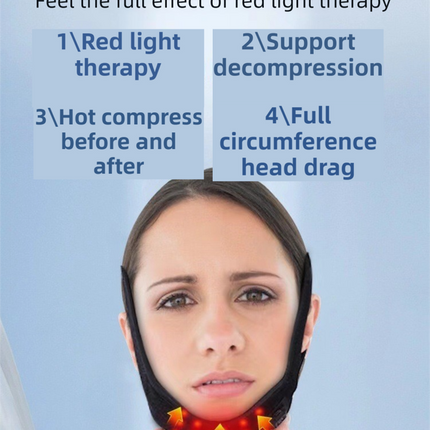 Breathable V-Line Chin Strap with 15 high-intensity Red-Light LEDs for Facial Firming & Skin Rejuvenation.