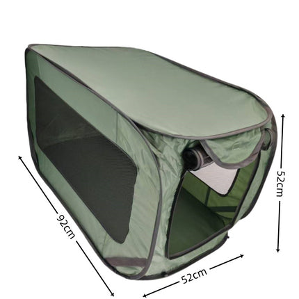 Green Instant Pop-Up Foldable 4-Sided Pet Playpen & Car Crate - Breathable Scratch-Resistant Travel Kennel for Dogs & Cats (Open 92 x 52 x 52 CM , Folded 34 x 34 x 3 CM).