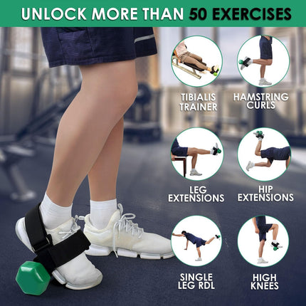 Heavy-Duty Ankle Strap Compatible With Dumbbell for Weightlifting - Adjustable Foot Attachment for Leg Curls, Extensions & Hip Abductors.