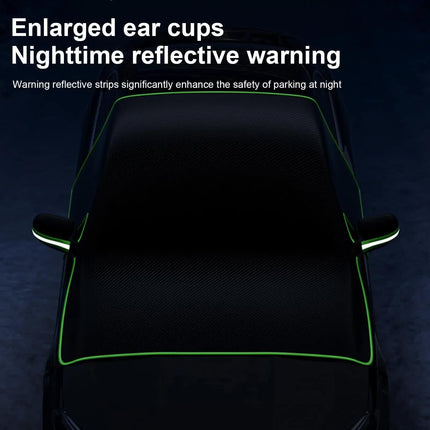 Black-Orange Magnetic Car Windshield Protector with 6 Magnets & 4 Secure Straps and Reflective Safety Strips - Durable Frost & Ice Cover for All-Weather Protection (Sun, Rain, Snow, Dust).