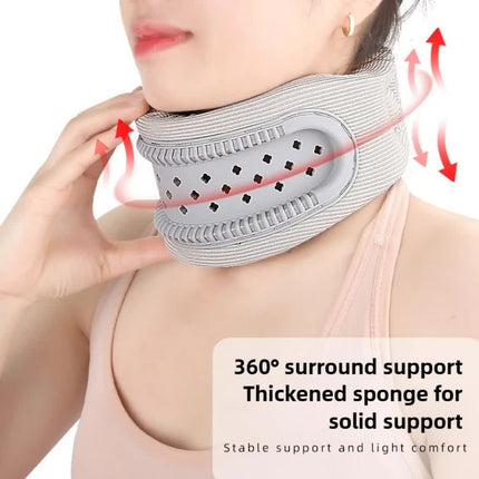 Pink Adjustable Silicone Neck Brace with High-Elastic Memory Foam & V-Shape - Prevent Forward Head Tilt and Posture Correction.