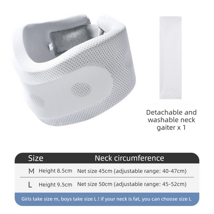 Grey Adjustable Cooling Jelly Core Neck Brace with Washable Cover - 3D Hollow Cervical Collar for Posture & Forward Head Correction (M Size).