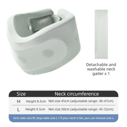 Light Green Adjustable Cooling Jelly Core Neck Brace with Washable Cover - 3D Hollow Cervical Collar for Posture & Forward Head Correction (L Size).