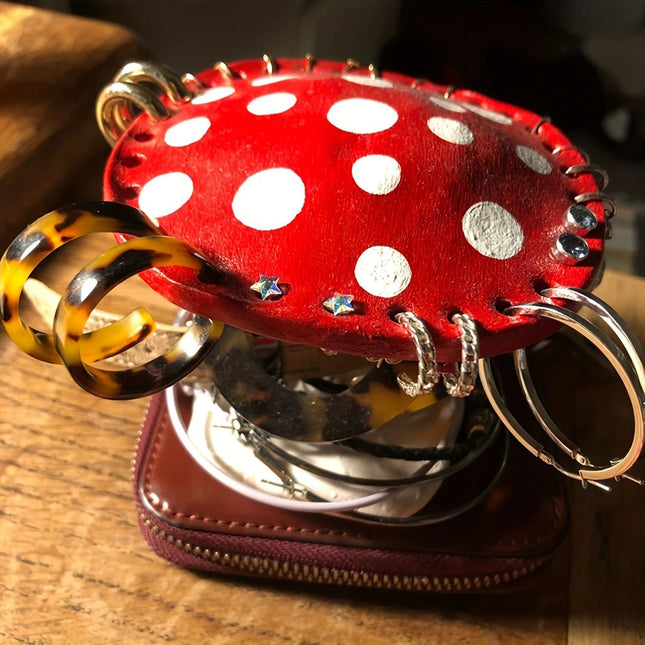 Whimsical Mushroom Earring Holder - Unique Forest-Themed Resin Jewelry Organizer for Vanity & Dresser.