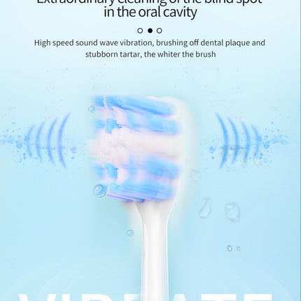 Black Smart Sonic Electric Toothbrush Kit with 4 Heads & Travel Case - 6 X Cleaning Modes and High-Frequency Vibration with Soft Protective Bristles.